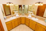 large double vanity sinks and mirrors, plenty of space for a couple people.